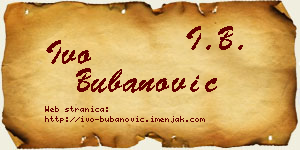 Ivo Bubanović vizit kartica